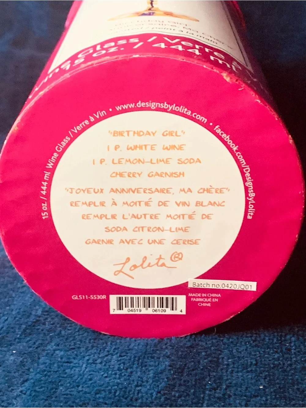 Lolita Pink Birthday Girl Wine Glass.